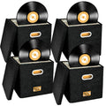 4 PCS 12-inch Vinyl Record Storage Box,Folding LP Case with Lid & Handle - image 1