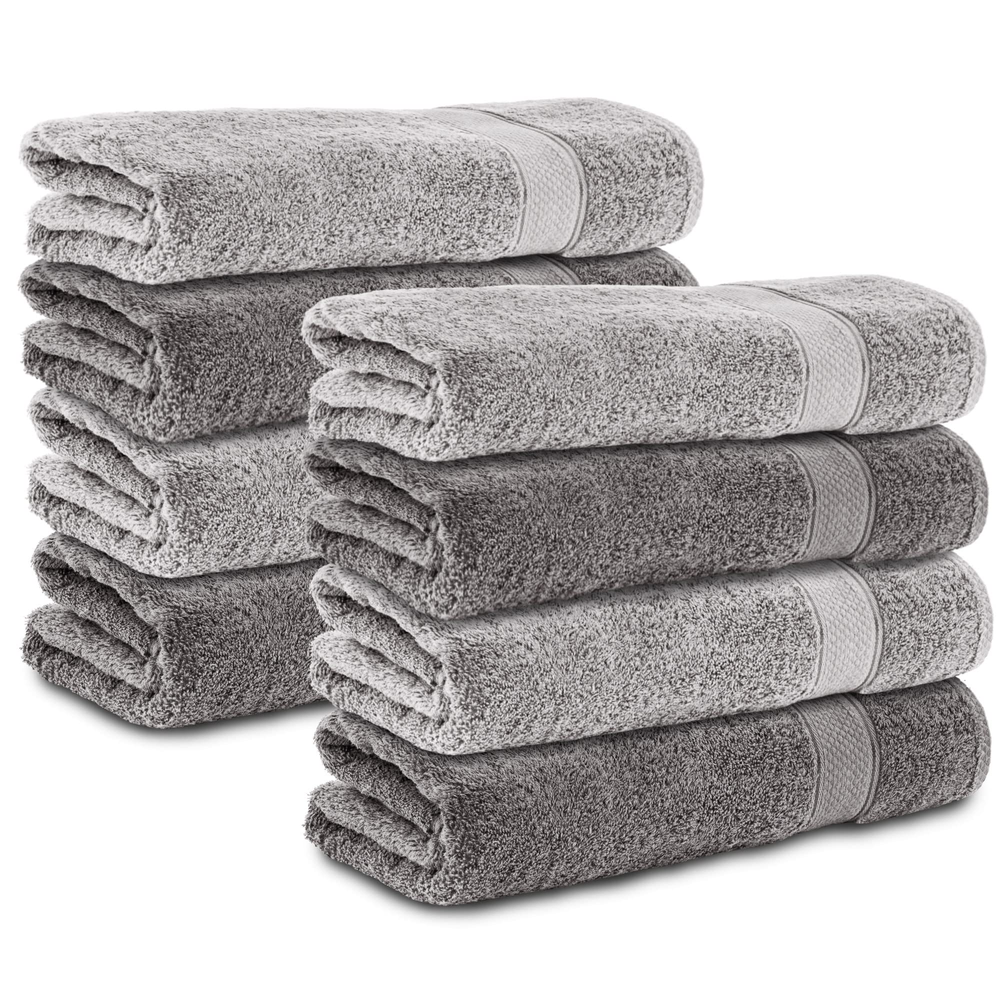 Komfortec 8-Piece Hand Towel Set | 100% Cotton Terry - Anthracite Grey