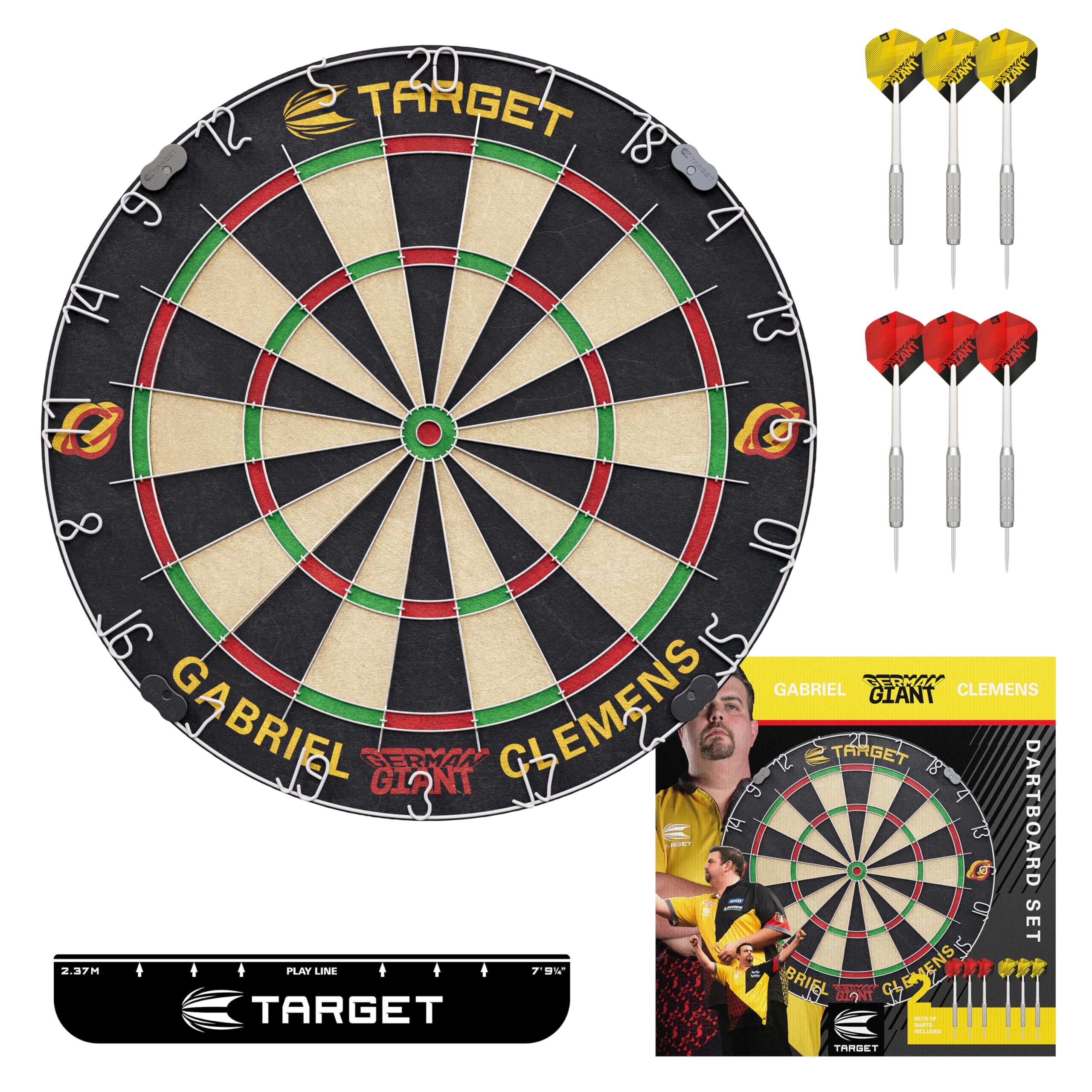 Target Darts Gabriel Clemens Dartboard Set | Sisal Board & 6 Steel Darts