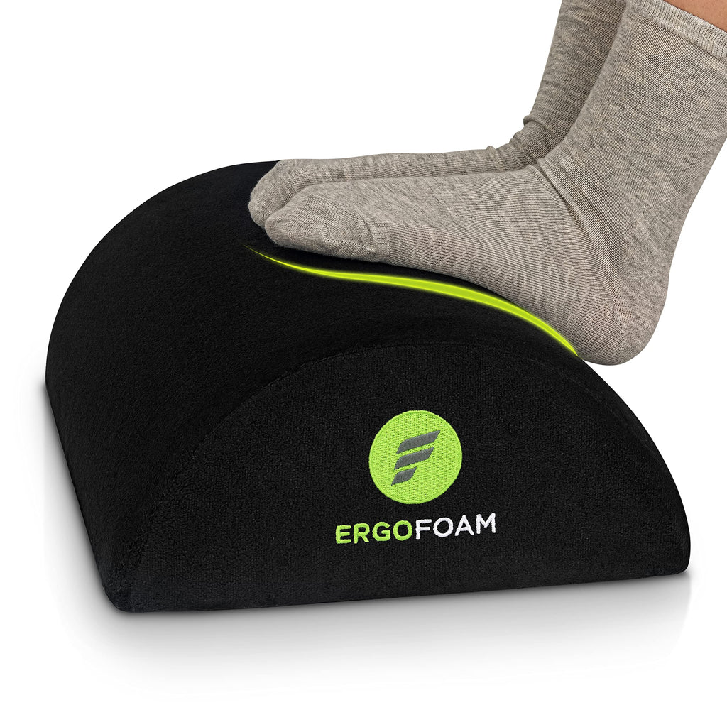 ErgoFoam Tall Desk Foot Rest – Large Velvet Foam Support (Black)