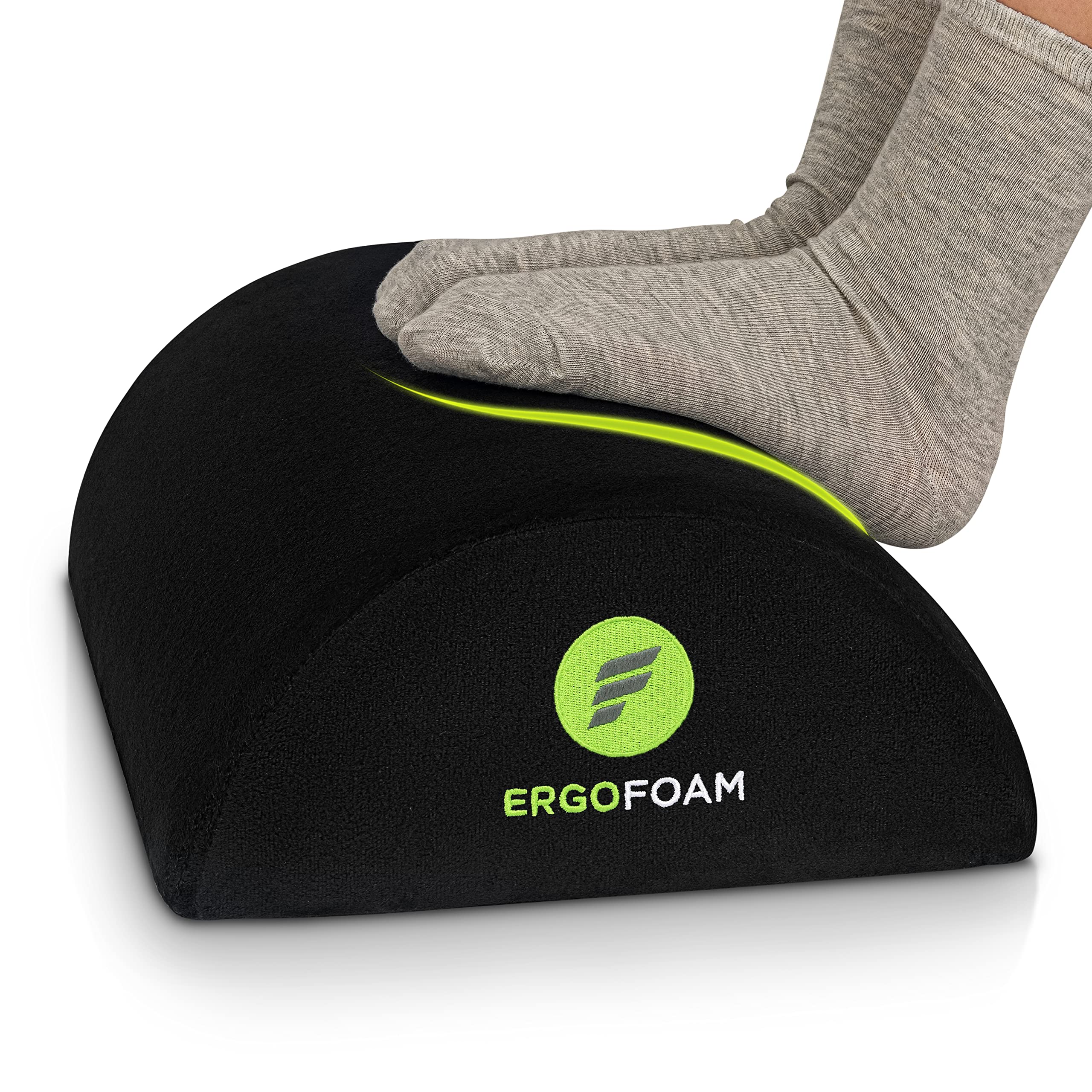ErgoFoam Tall Desk Foot Rest – Large Velvet Foam Support (Black)
