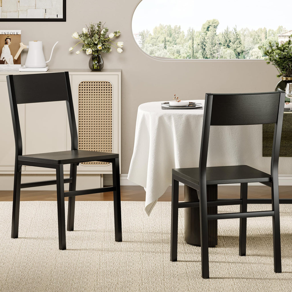 Feonase Dining Chairs Set of 4, Dining Room Chairs with 2 Ergonomic Chairs & 2 Benches, MDF Board and Metal Frame, Kitchen Chairs for Home, Apartment - image 3