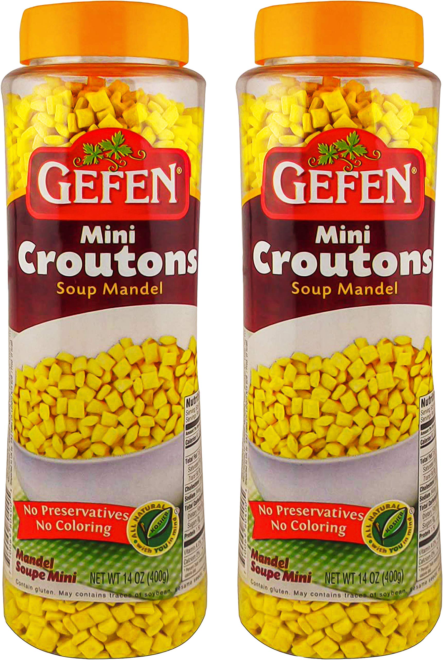 Gefen Mini Croutons Soup Mandel – Toasted Kosher Crackers, 400g (2 Pack)
