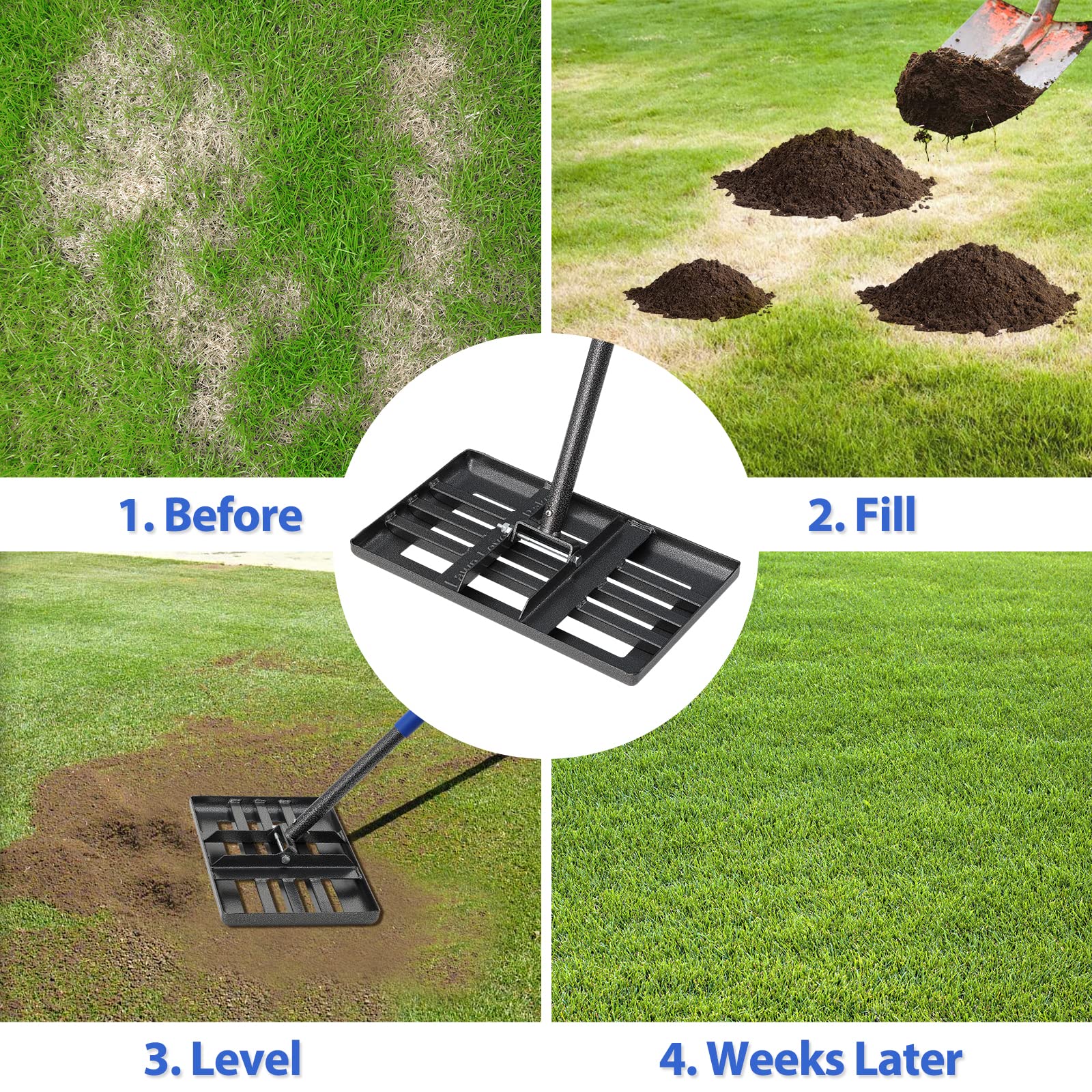Jolof Store Lawn Leveling Rake – 5 FT Adjustable Stainless Steel Levelawn