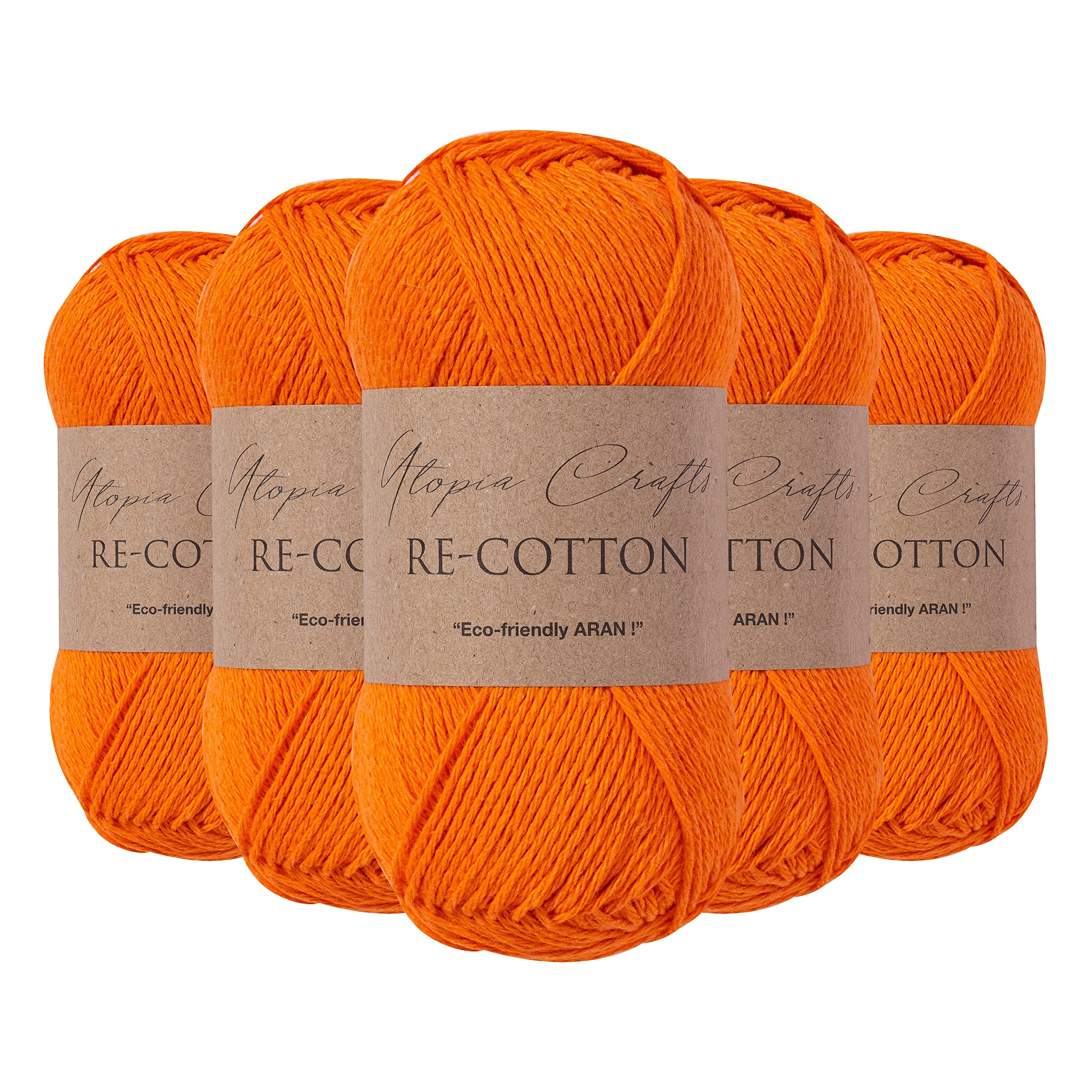 Utopia Crafts Recycled Cotton DK Knitting Yarn - Pumpkin Orange 500g