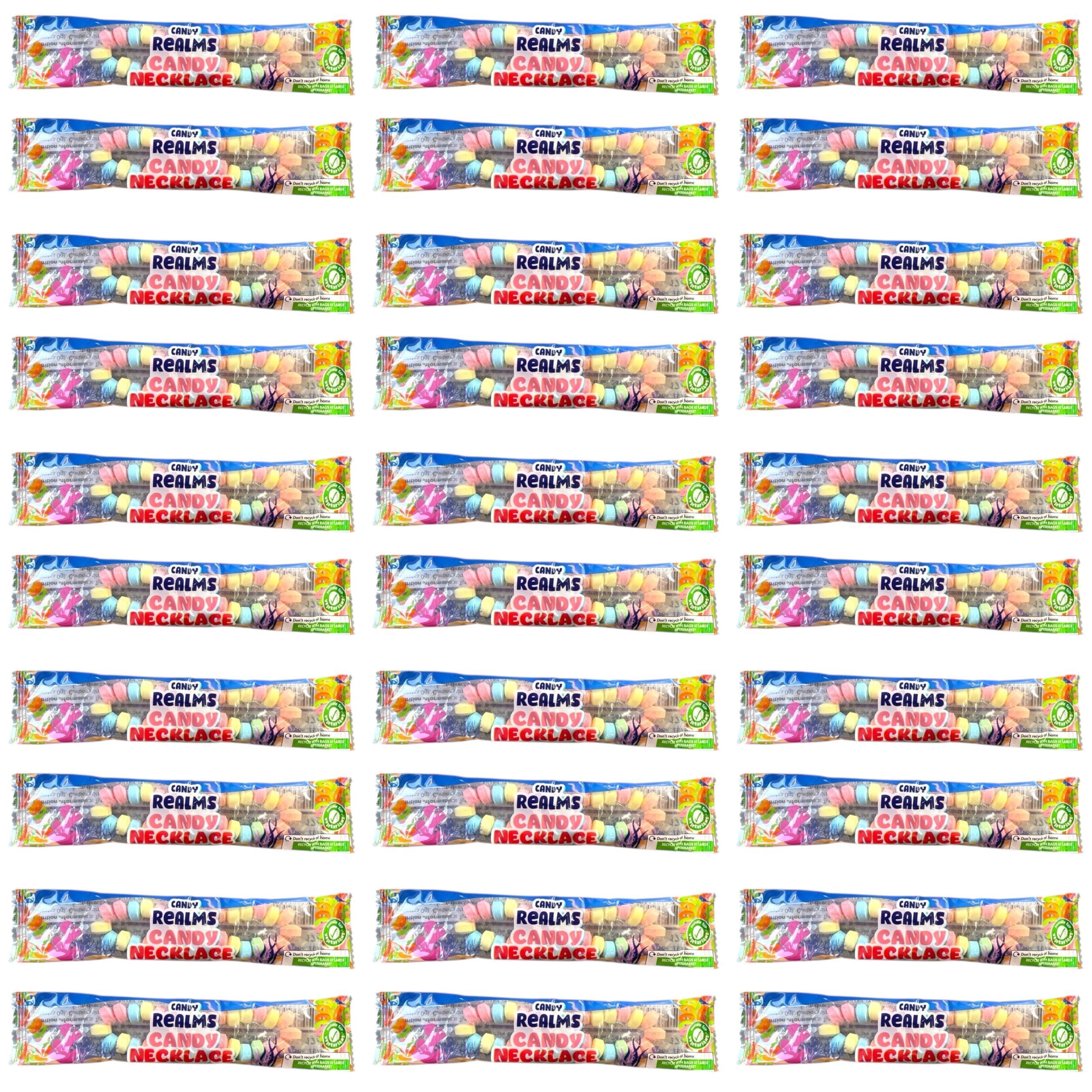 Candy Realms Candy Necklaces – Box of 30 Retro Fruit Sweets (17g)