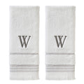 SKL Home Monogrammed Cotton Hand Towel Set | White & Gray Stripes | 2-Pack