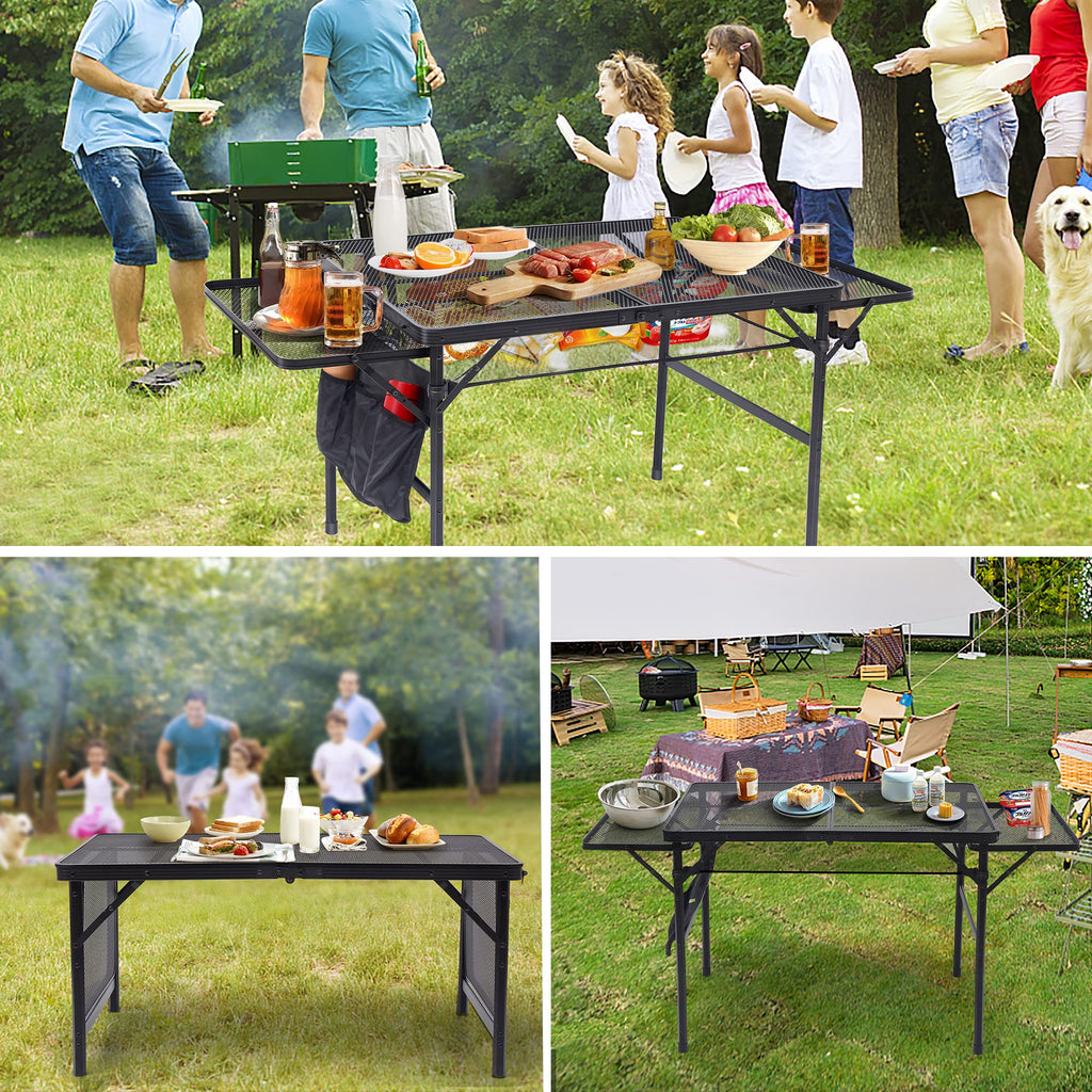 Nice C Folding Grill Table | Adjustable Height Portable Mesh Camping Table