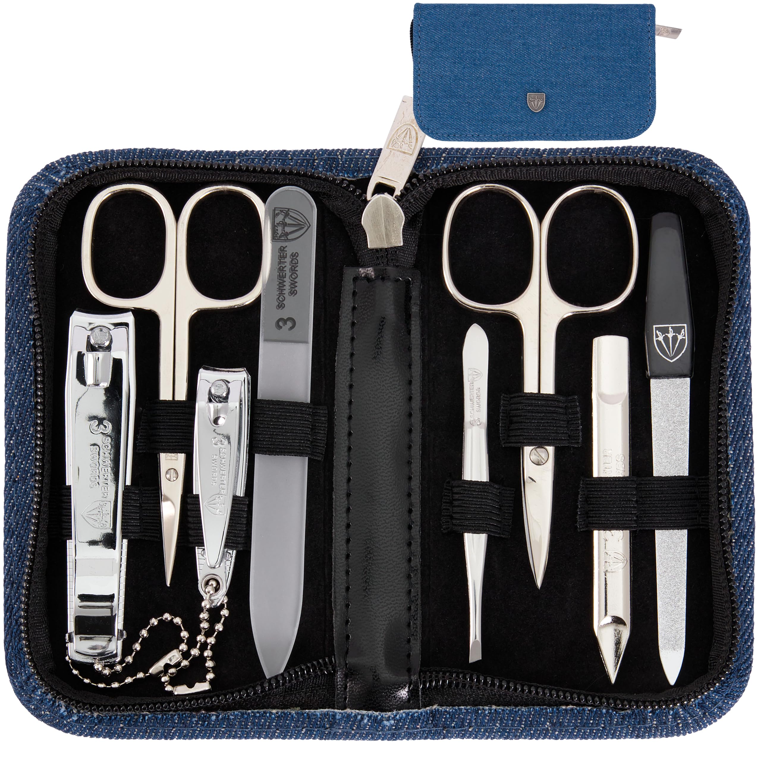 3 Swords Germany 8-Piece Manicure Pedicure Kit | Jeans Blue Case