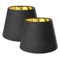Navaris Black Linen Lampshades with Gold Lining – Set of 2 for E27