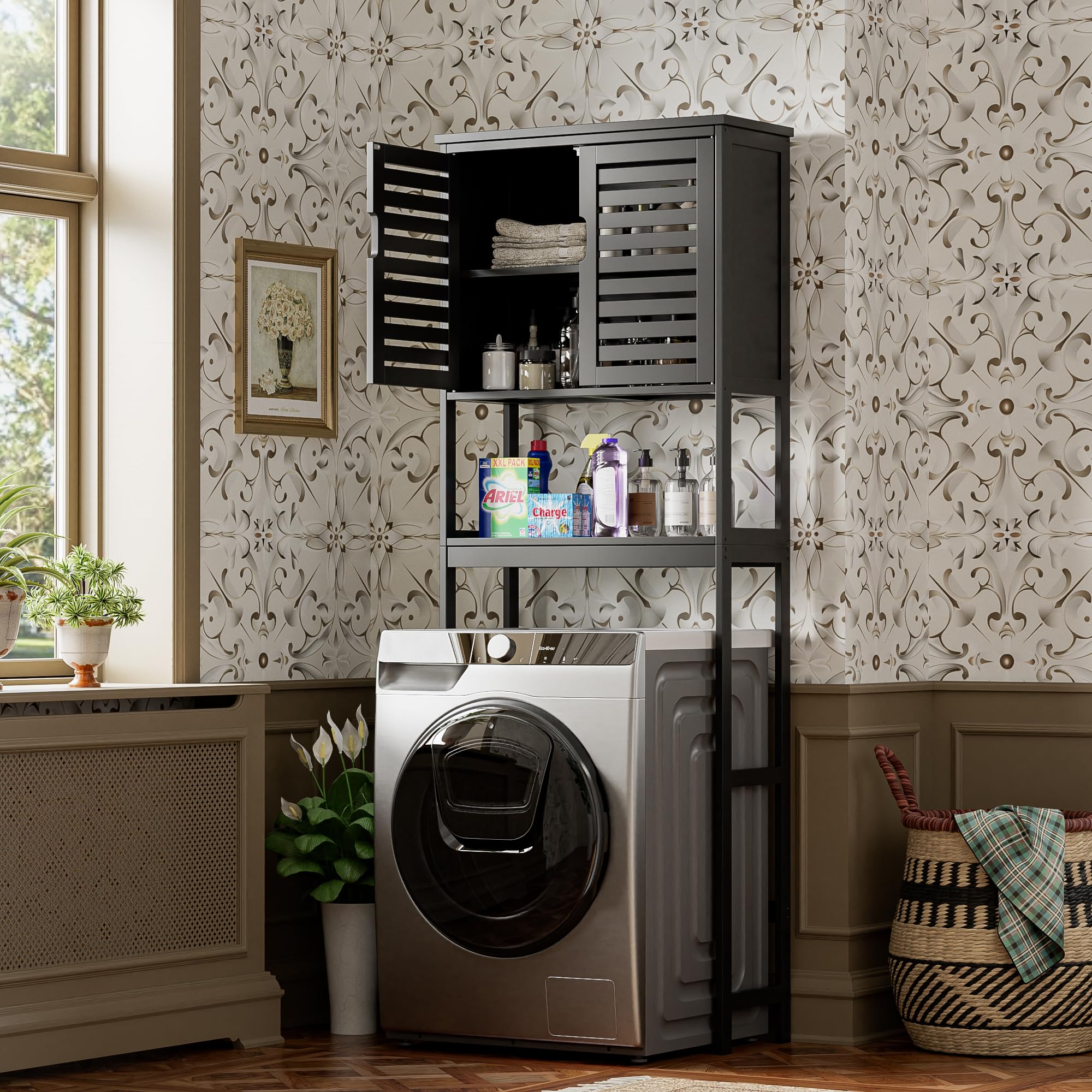 SMIBUY Bamboo Over-The-Toilet Storage Cabinet | 3-Tier Bathroom Organizer