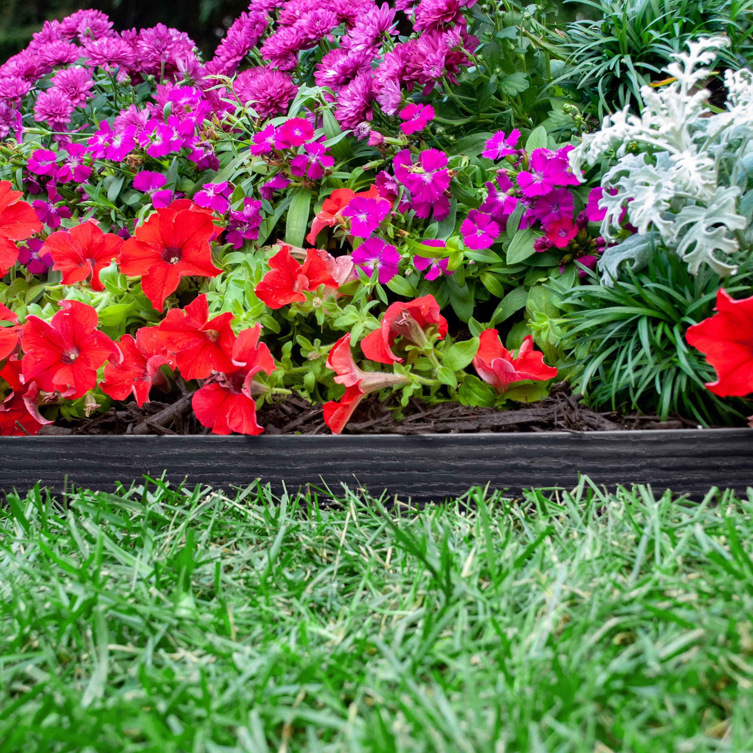 EasyFlex No-Dig Landscape Edging Kit | 2.5 in. Tall Woodgrain Plastic, 40 ft