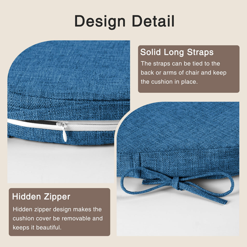 OVOV Windsor Chair Cushions Set of 4 – Non-Slip Linen Dining Seat Pads