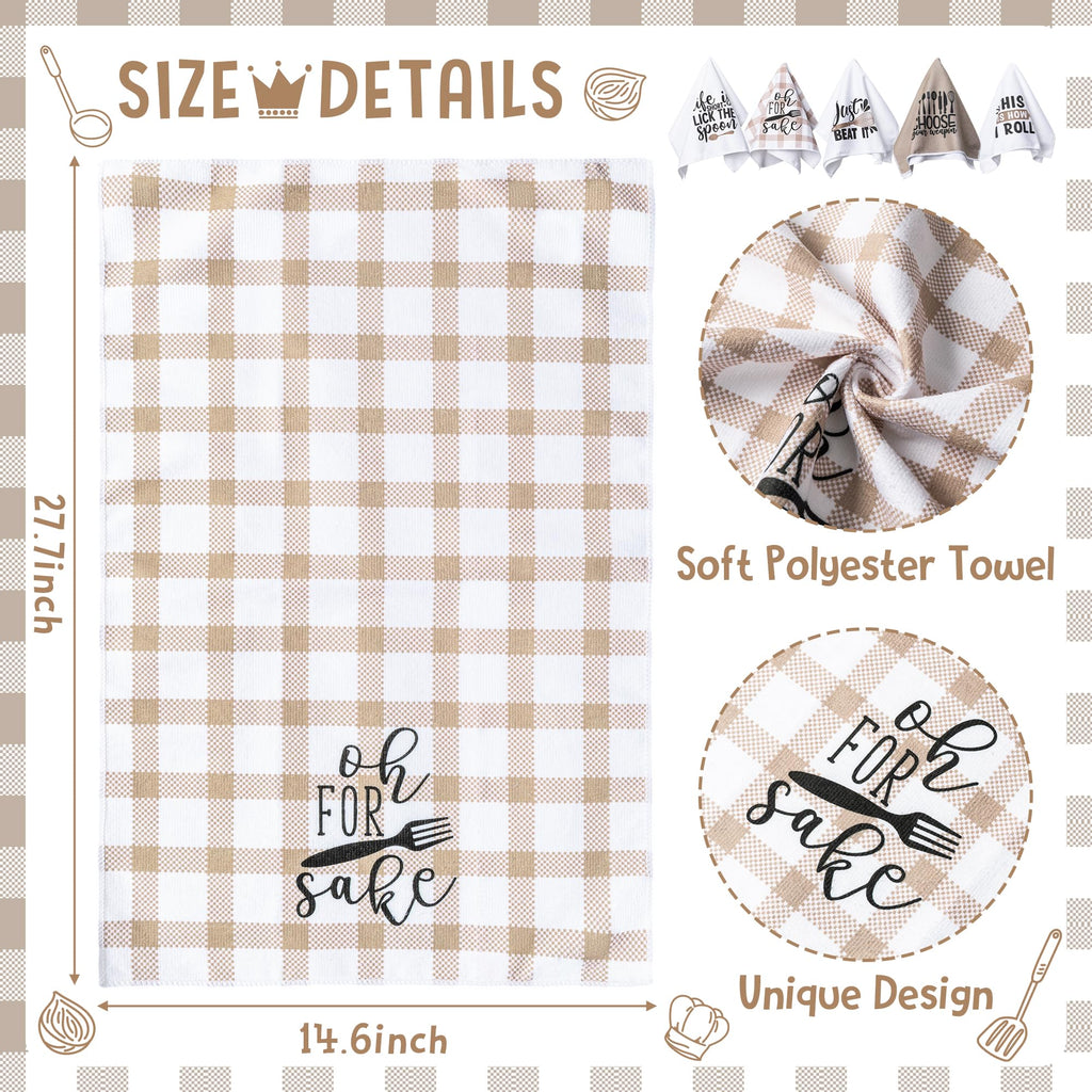 R HORSE 5Pcs Funny Kitchen Dish Towel Set Absorbent Quick Dry Cloth - image 3