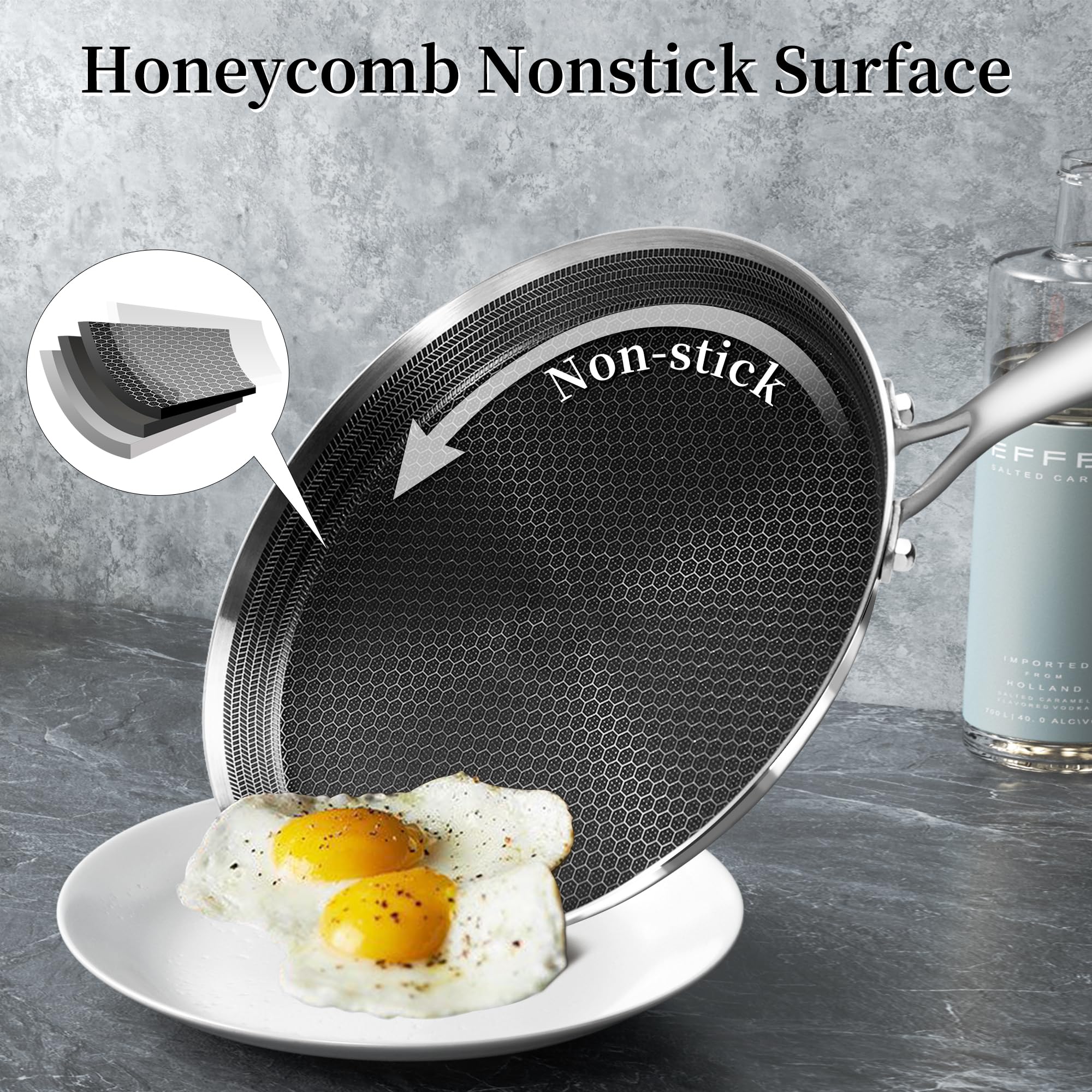 Innerwell Stainless Steel Crepe Pan – 26cm Nonstick Honeycomb Griddle