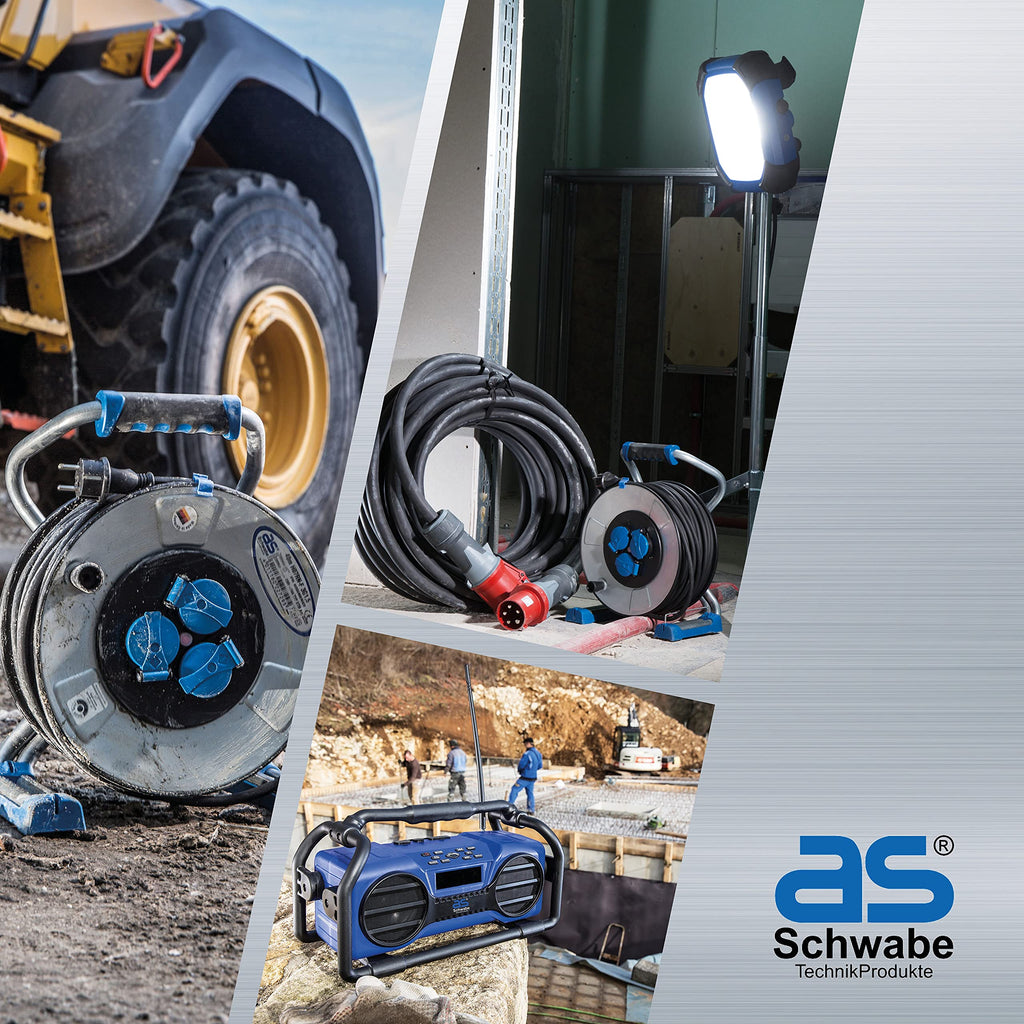 as - Schwabe 10m Retractable Compressed-Air Hose Reel - 15 Bar Blue