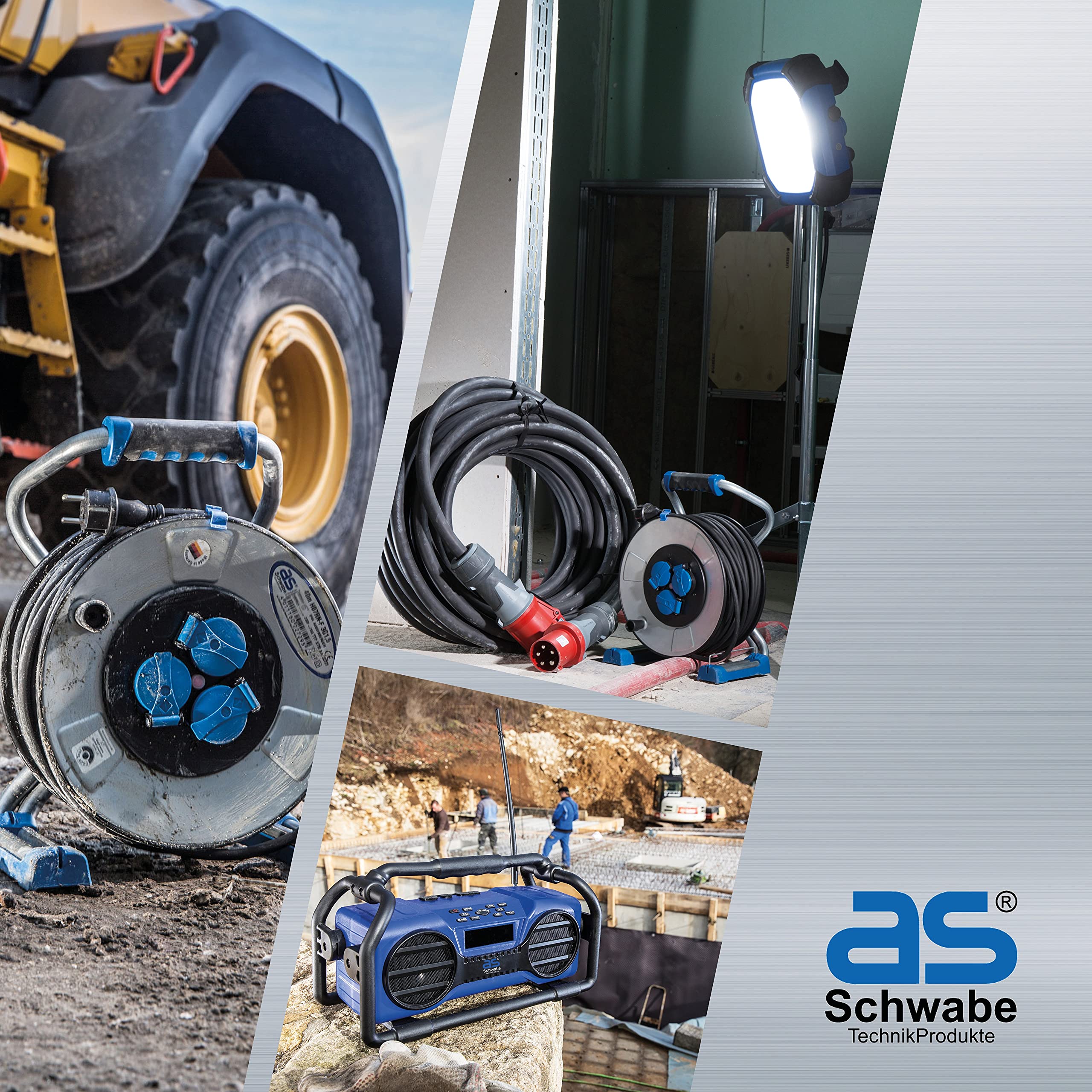 as - Schwabe 10m Retractable Compressed-Air Hose Reel - 15 Bar Blue