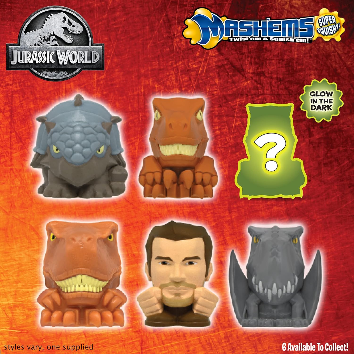 Jurassic World Mash'ems Squishy Collectible Dinosaur Figure by Snaps
