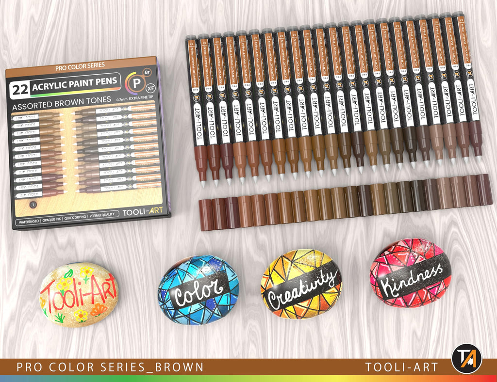 22 Brown Acrylic Paint Pens – 0.7mm Extra Fine Tip Markers