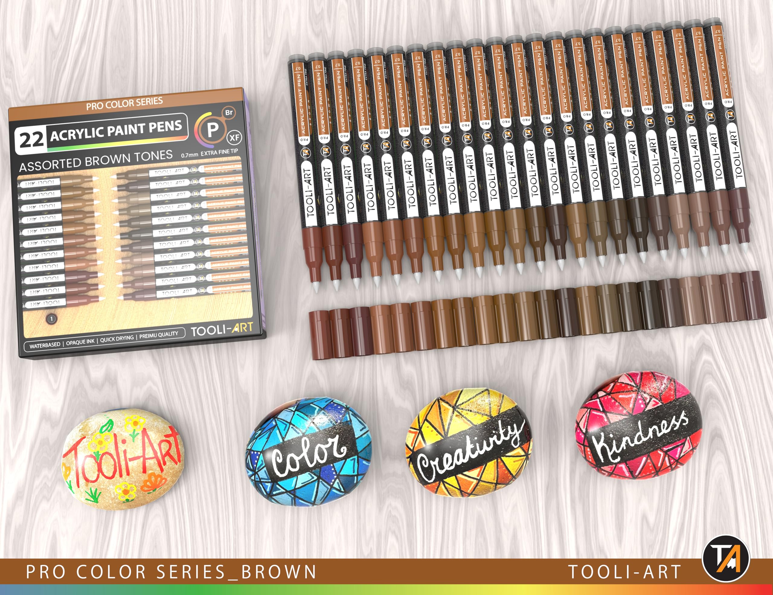 22 Brown Acrylic Paint Pens – 0.7mm Extra Fine Tip Markers
