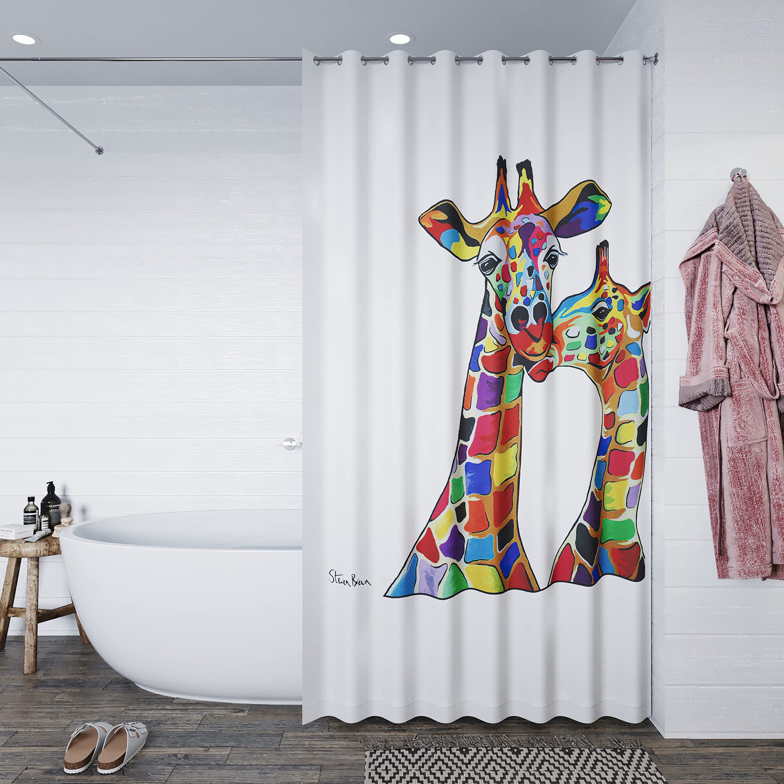Croydex Steven Brown Shower Curtain – Anti-Microbial & Waterproof 180x180cm