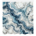 Abakuhaus Marble Print Shower Curtain | Waterproof Blue Fabric – 175x200cm