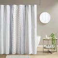 INK+IVY Imani Tufted Chenille Cotton Shower Curtain – White/Navy, 72x72
