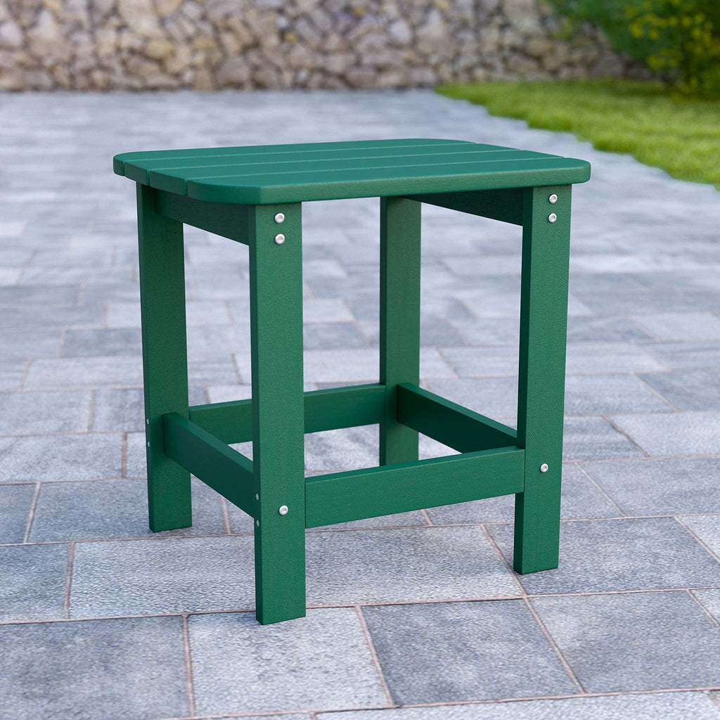 Flash Furniture Charlestown Poly Resin Adirondack Side Table – Green