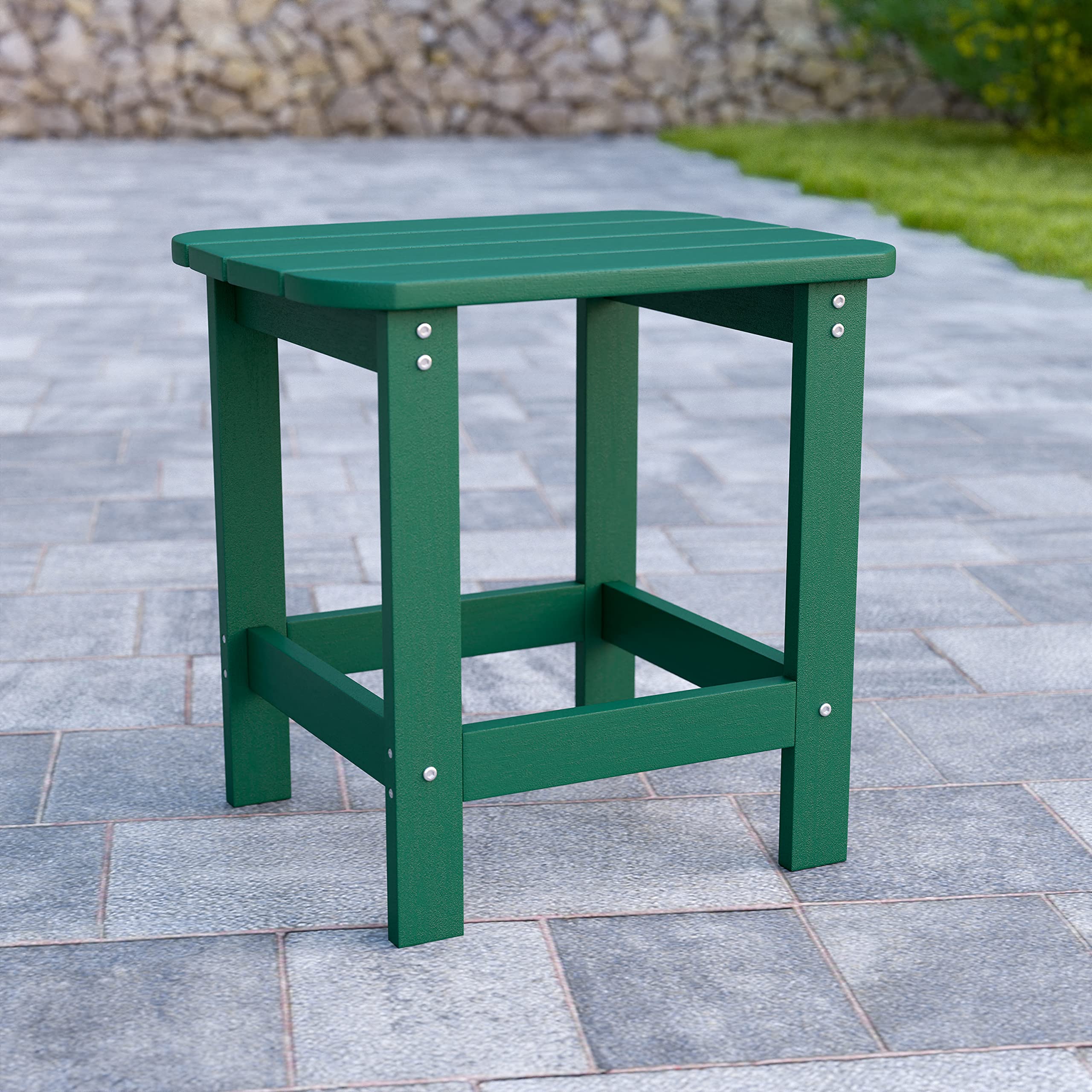 Flash Furniture Charlestown Poly Resin Adirondack Side Table – Green