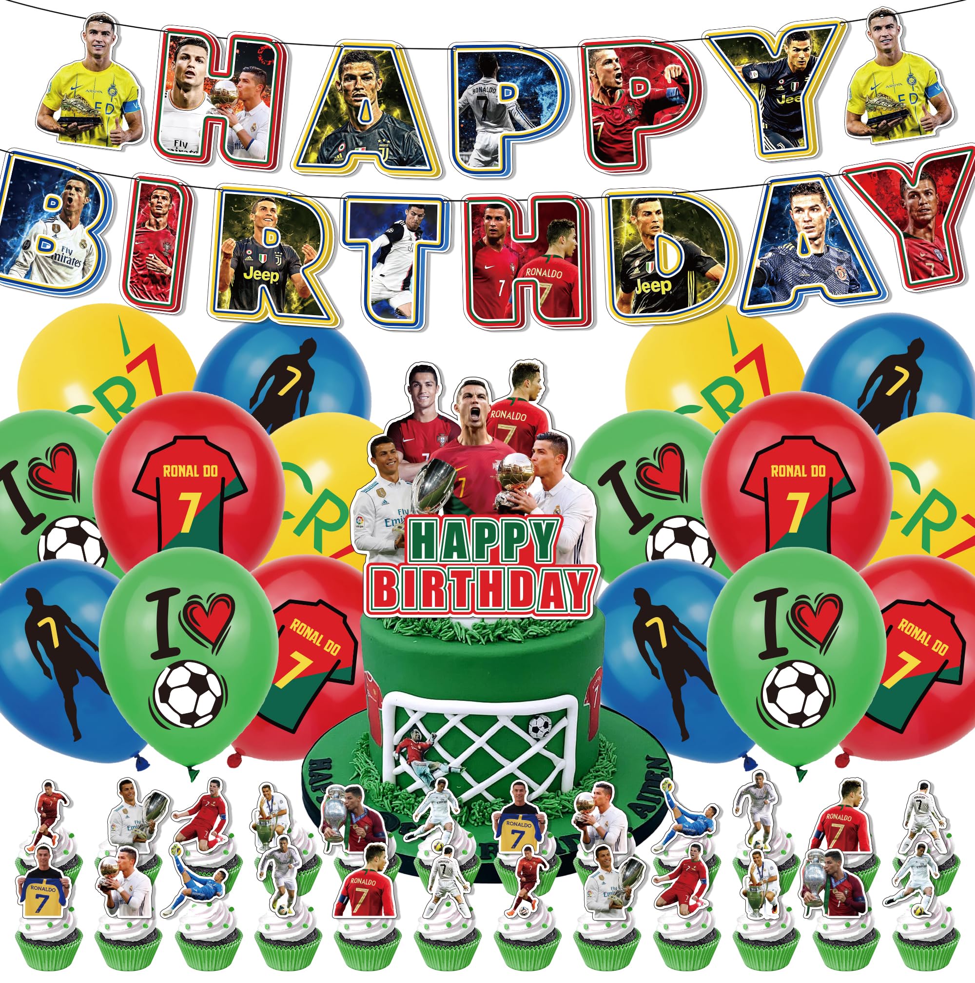 CR7 Football Star Birthday Party Decorations - 43 Piece Set