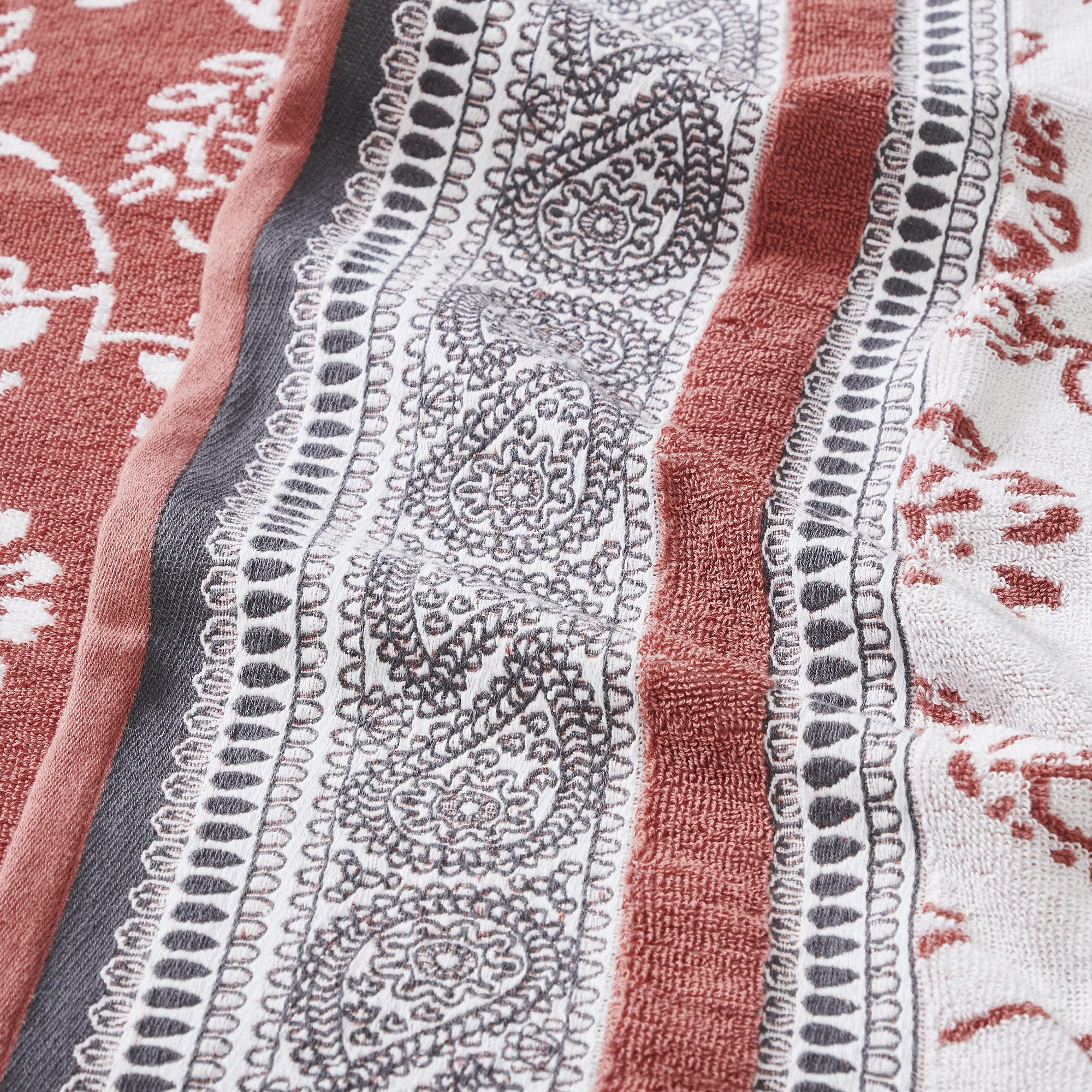 Modern Threads 6-Piece Cotton Towel Set | Jacquard & Solid – Clay