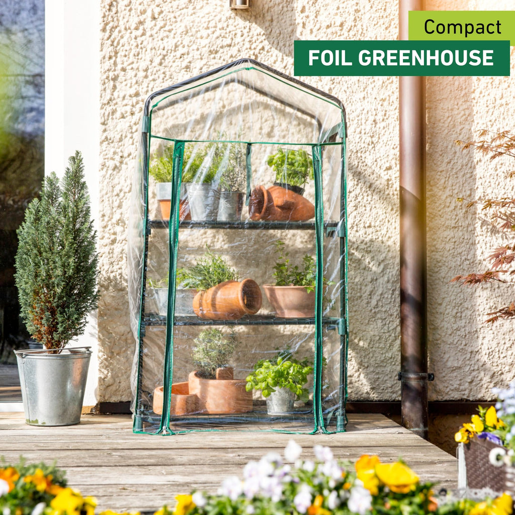 Windhager Balcony Cold Frame Foil Greenhouse - 3 Shelves, 68x49x128 cm