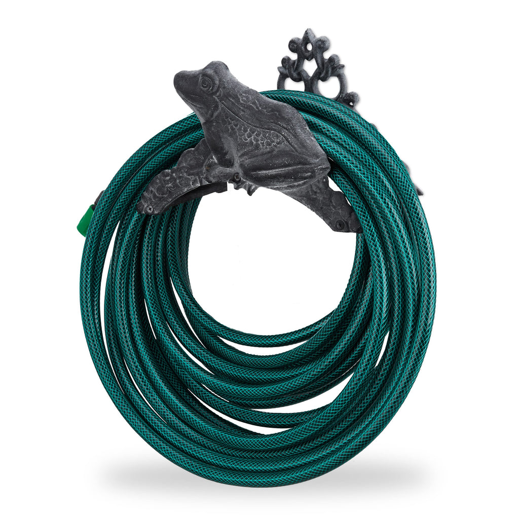 Relaxdays Cast Iron Garden Hose Holder – Wall-Mounted Frog Hose Reel