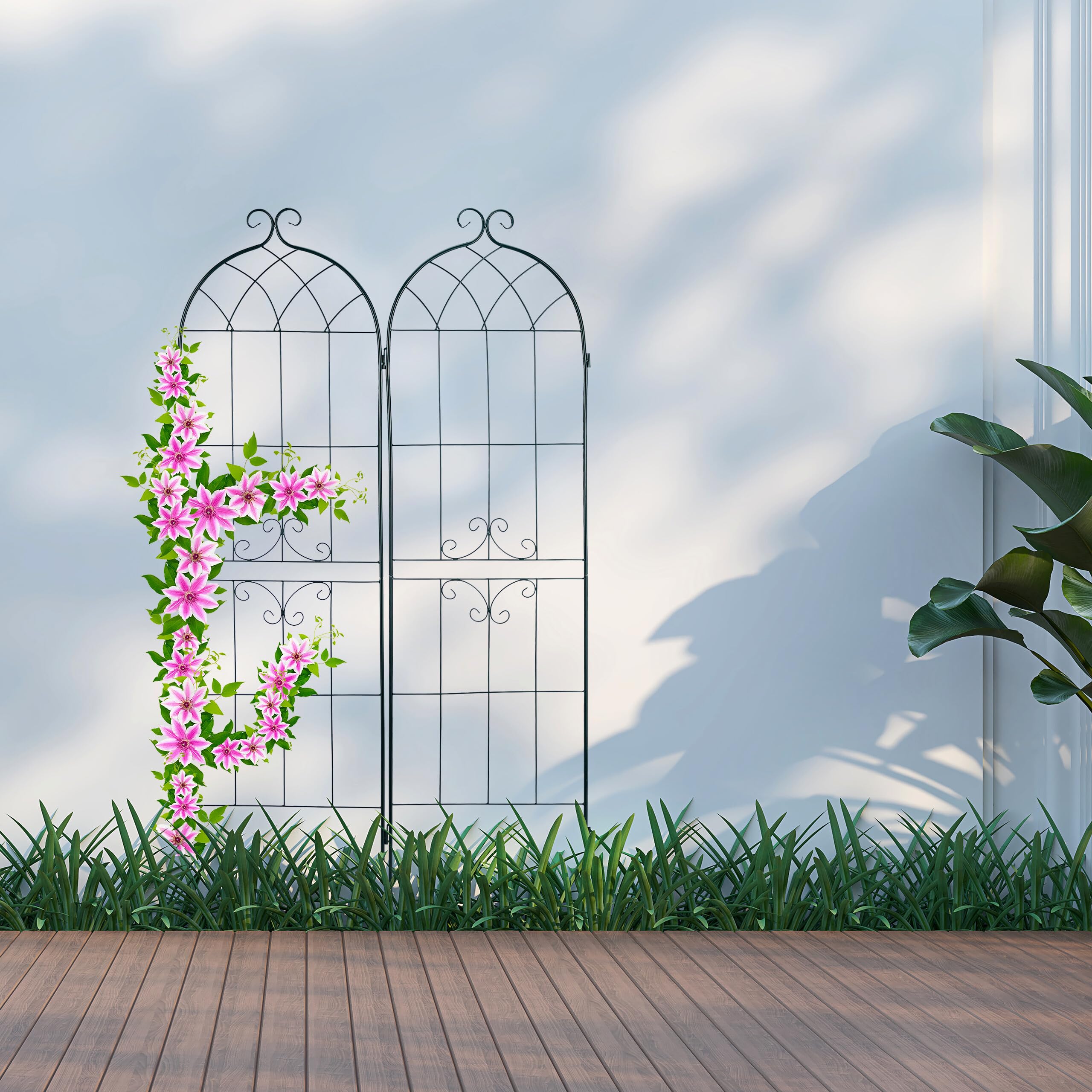Relaxdays Metal Garden Trellis Set of 2 – 180x50cm Dark Green Lattice