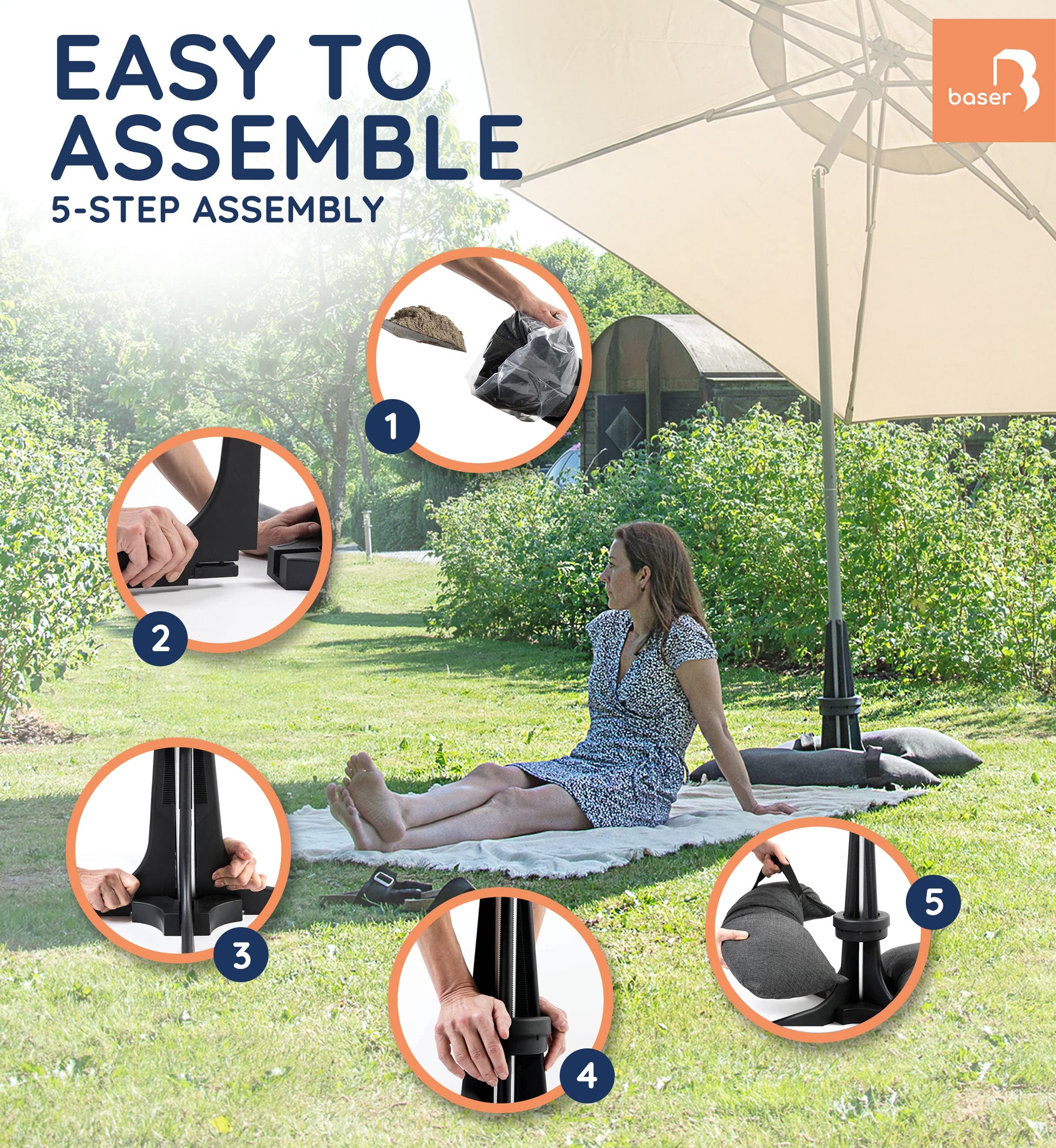Baser Parasol Base | 30kg Fillable Sandbag Stand for 3.3m Umbrellas