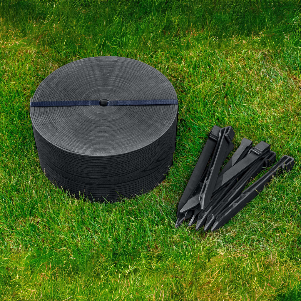 UNIGARDIA 20m Flexible Lawn Edging - Black Wood Design Garden Border