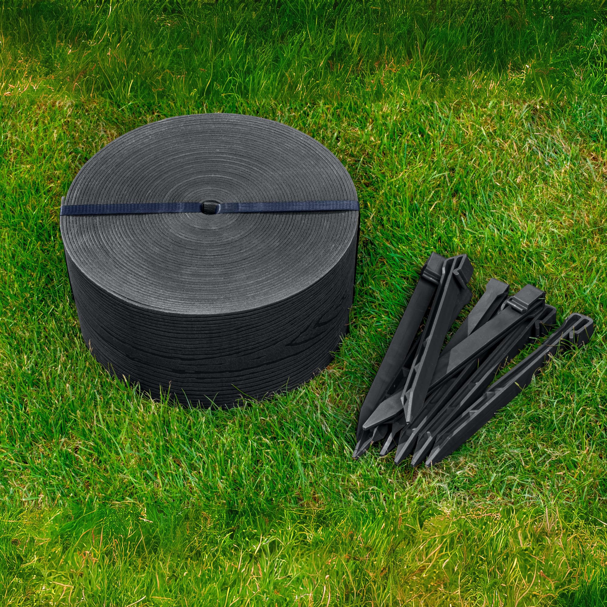 UNIGARDIA 20m Flexible Lawn Edging - Black Wood Design Garden Border