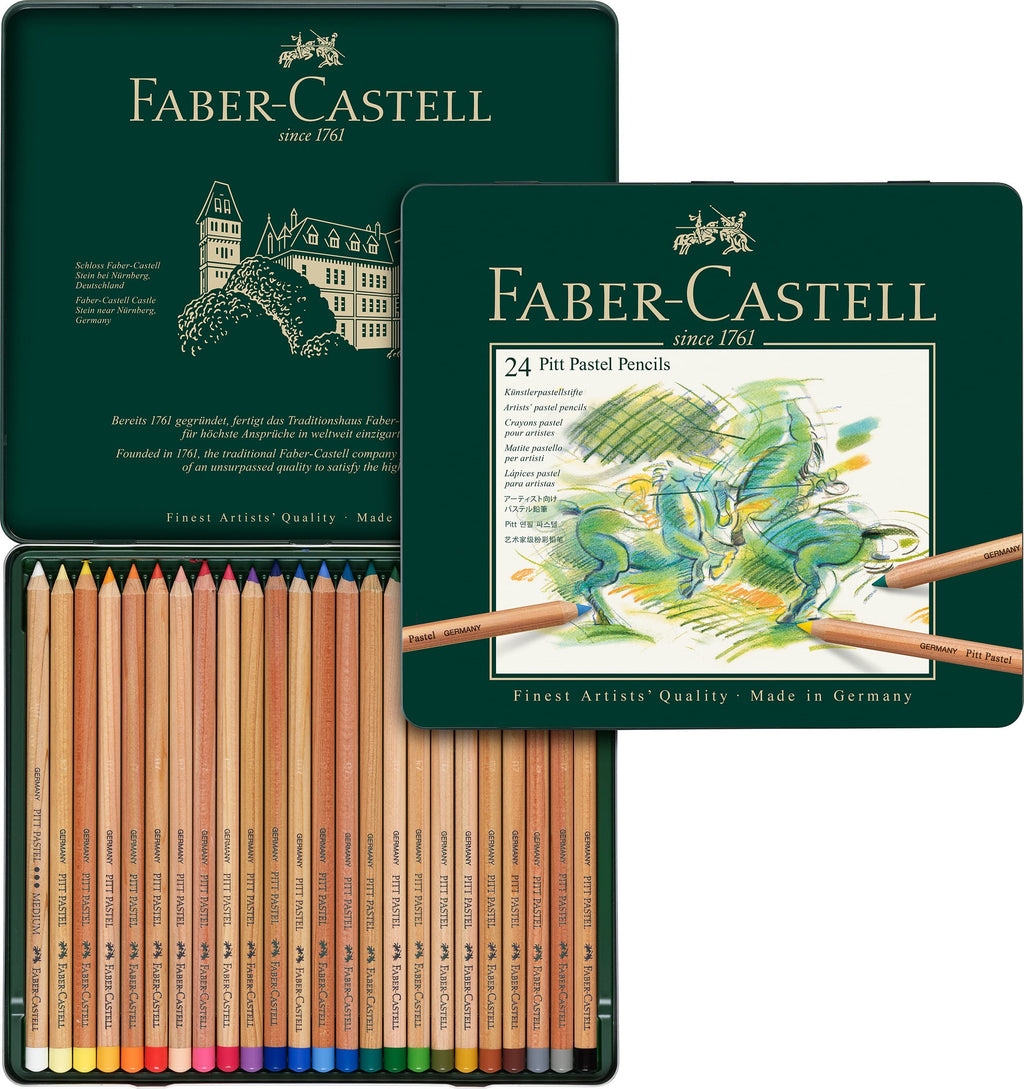 Faber-Castell Pitt Pastel Pencils – Tin of 24 Professional Art Pencils