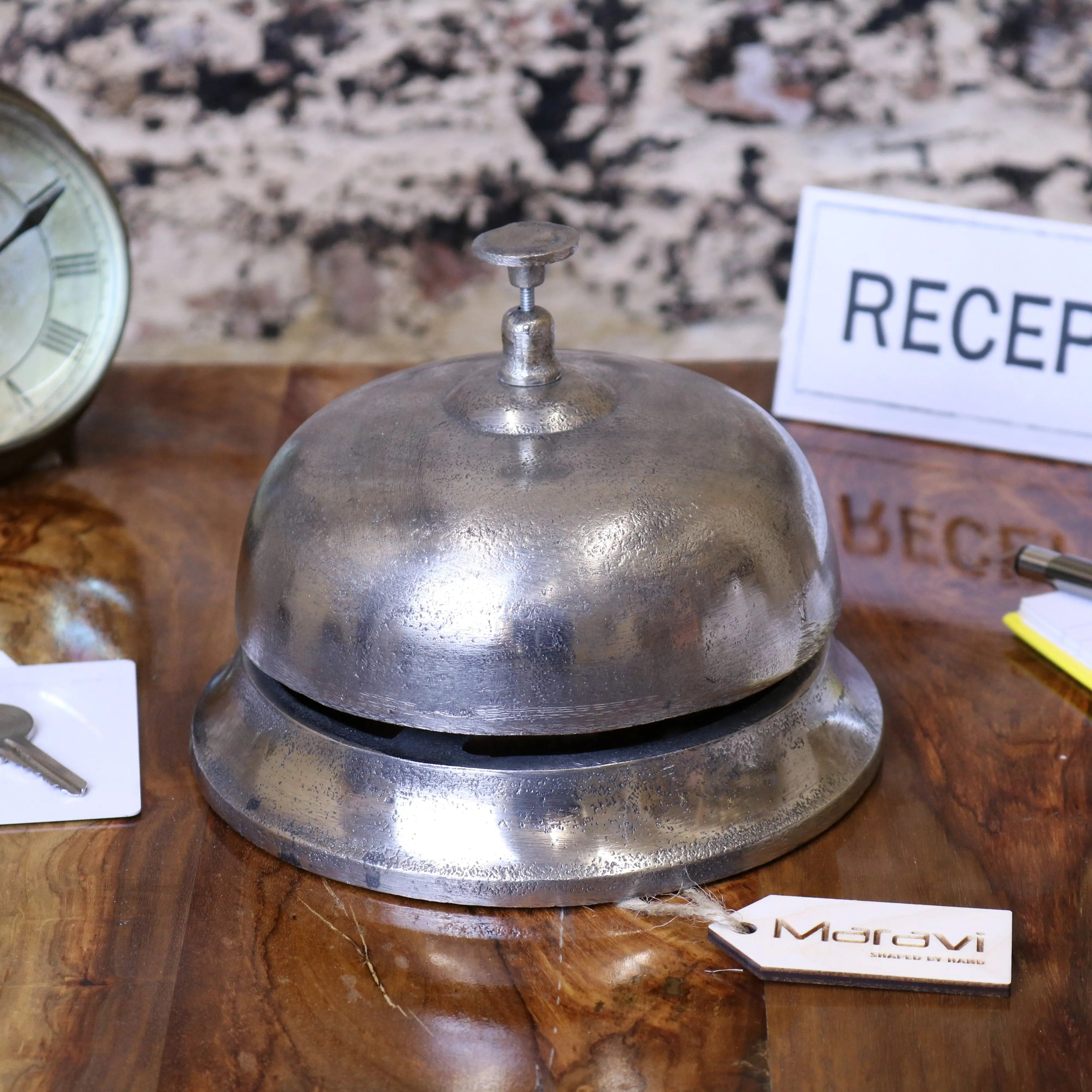 Tirsuli Large 17cm Reception Bell Distressed Silver