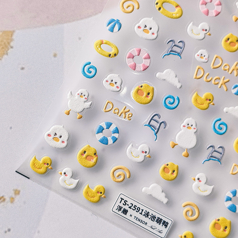 Swimming Pool Duck Nail Deco Stickers | LuLuFun Studio Cute Nail Art Decals