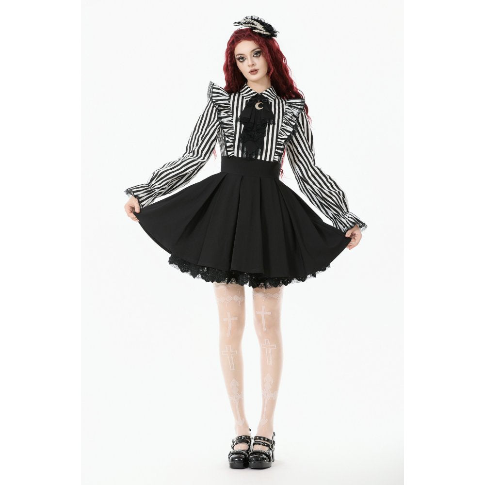 Dark in Love Striped Ruffle Gothic Lolita Dress – Black and White