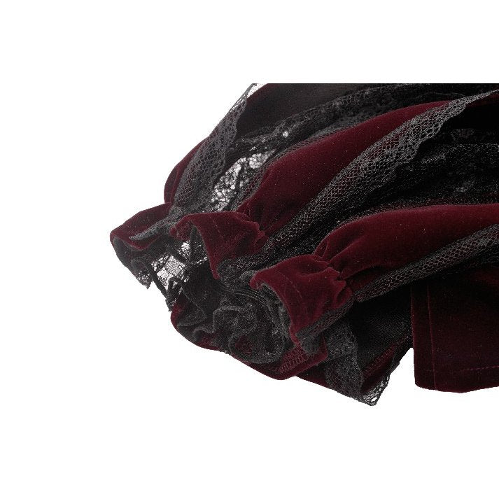 Dark in Love Isolde Velvet & Lace Puff Sleeve Bolero – Wine Red