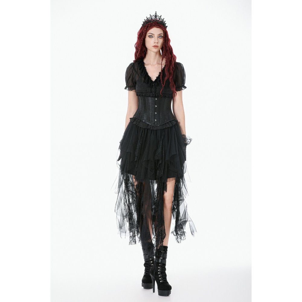 Dark In Love Evelina Steel-Boned Waist Corset – Black Gothic Cincher
