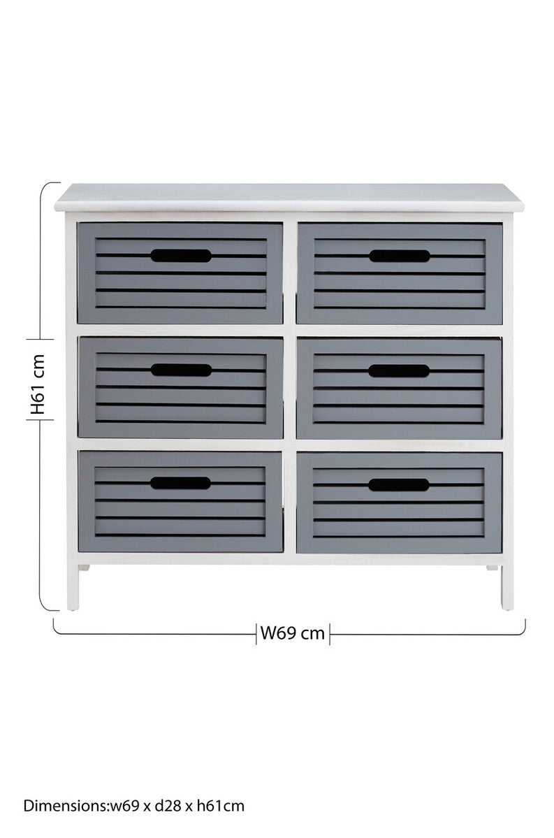 Orsina Vermont 6 Drawer Chest – Modern Grey and White Storage Unit