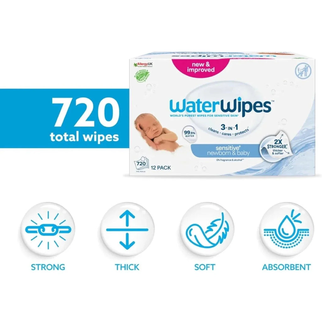 WaterWipes Sensitive Baby Wipes 12x60 pcs