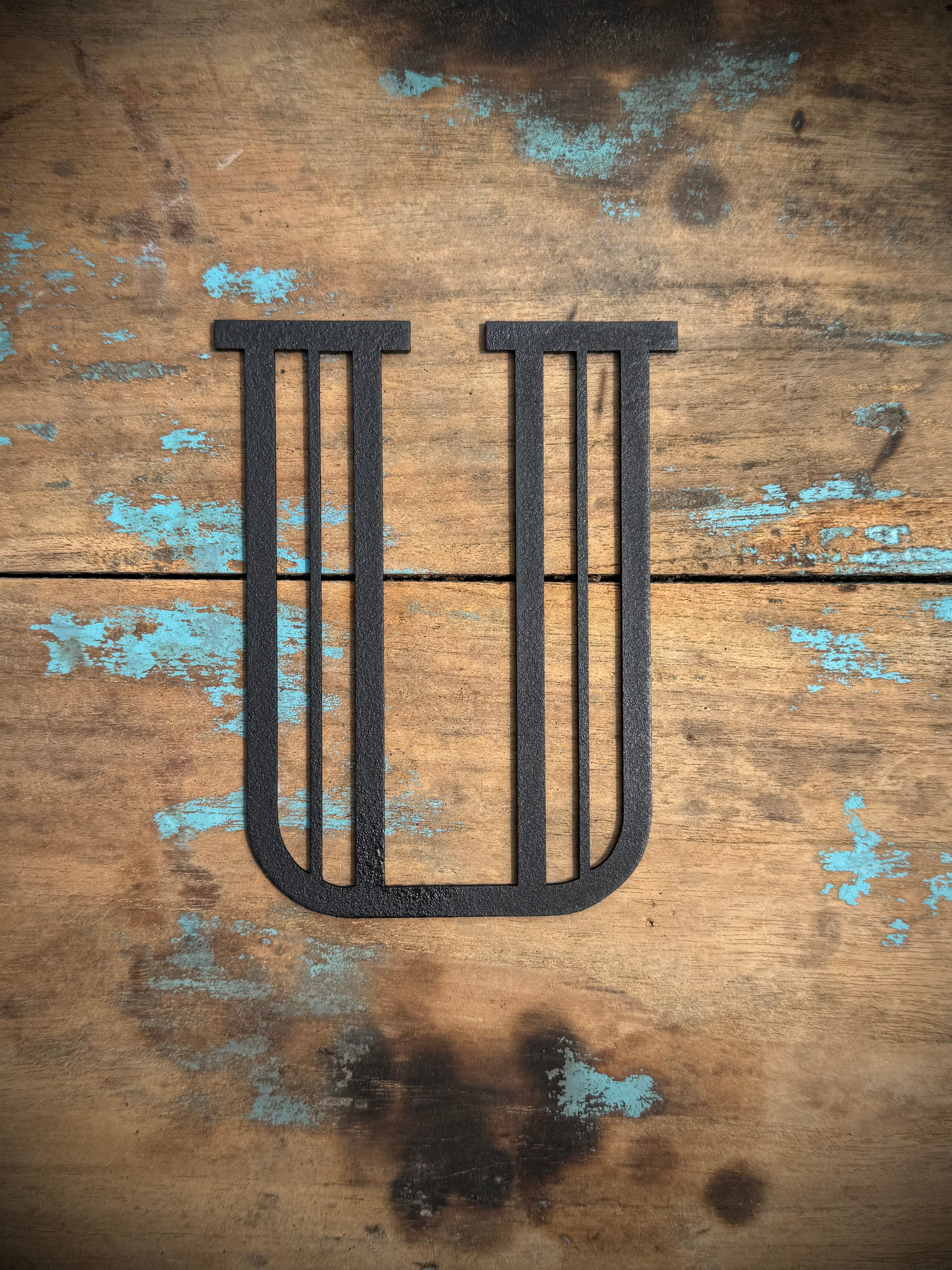 Art Deco Metal Letters & Numbers | Distressed Black Steel Wall Decor