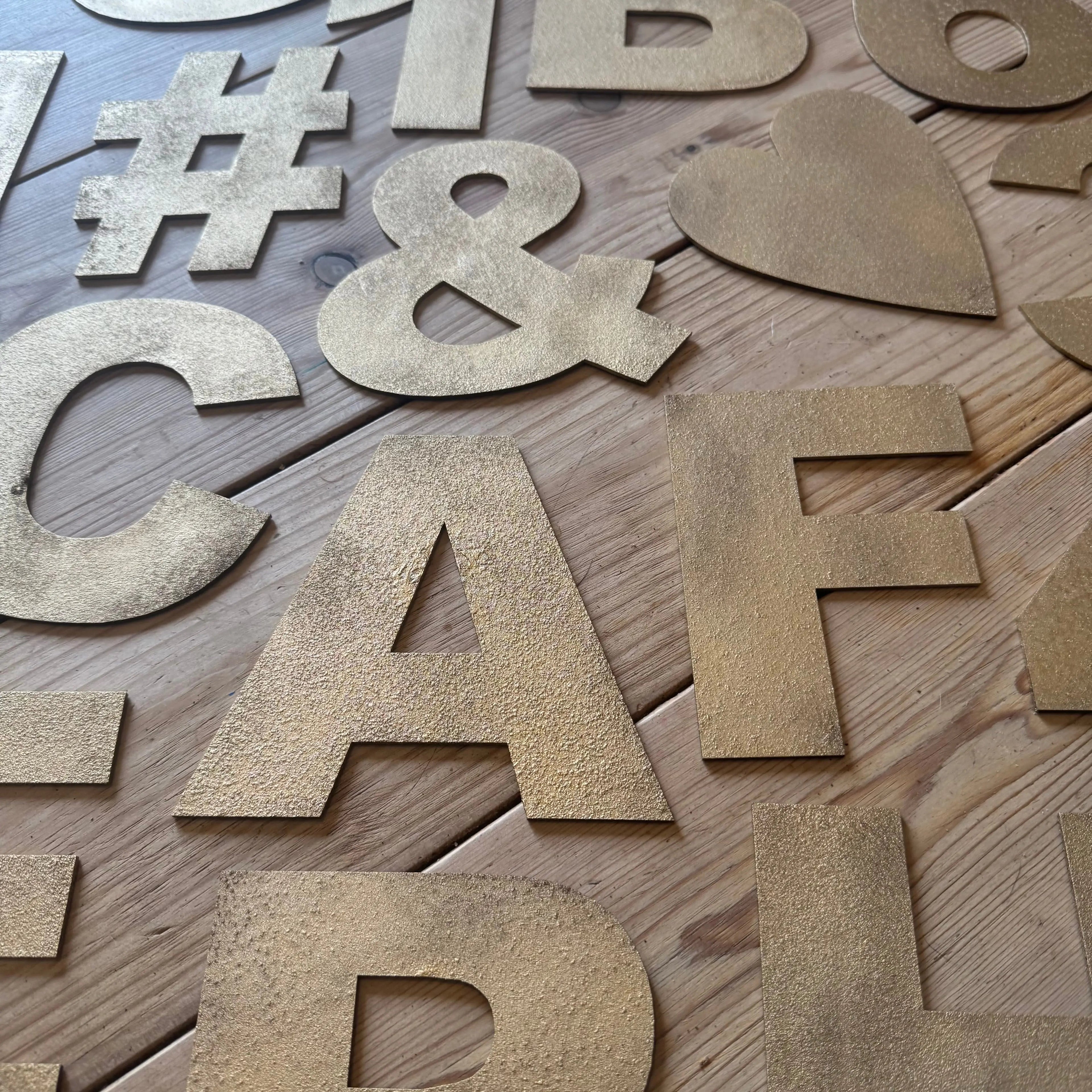 Rustic Warehouse Gold Metal Alphabet Letters – Vintage Fat Font Signage