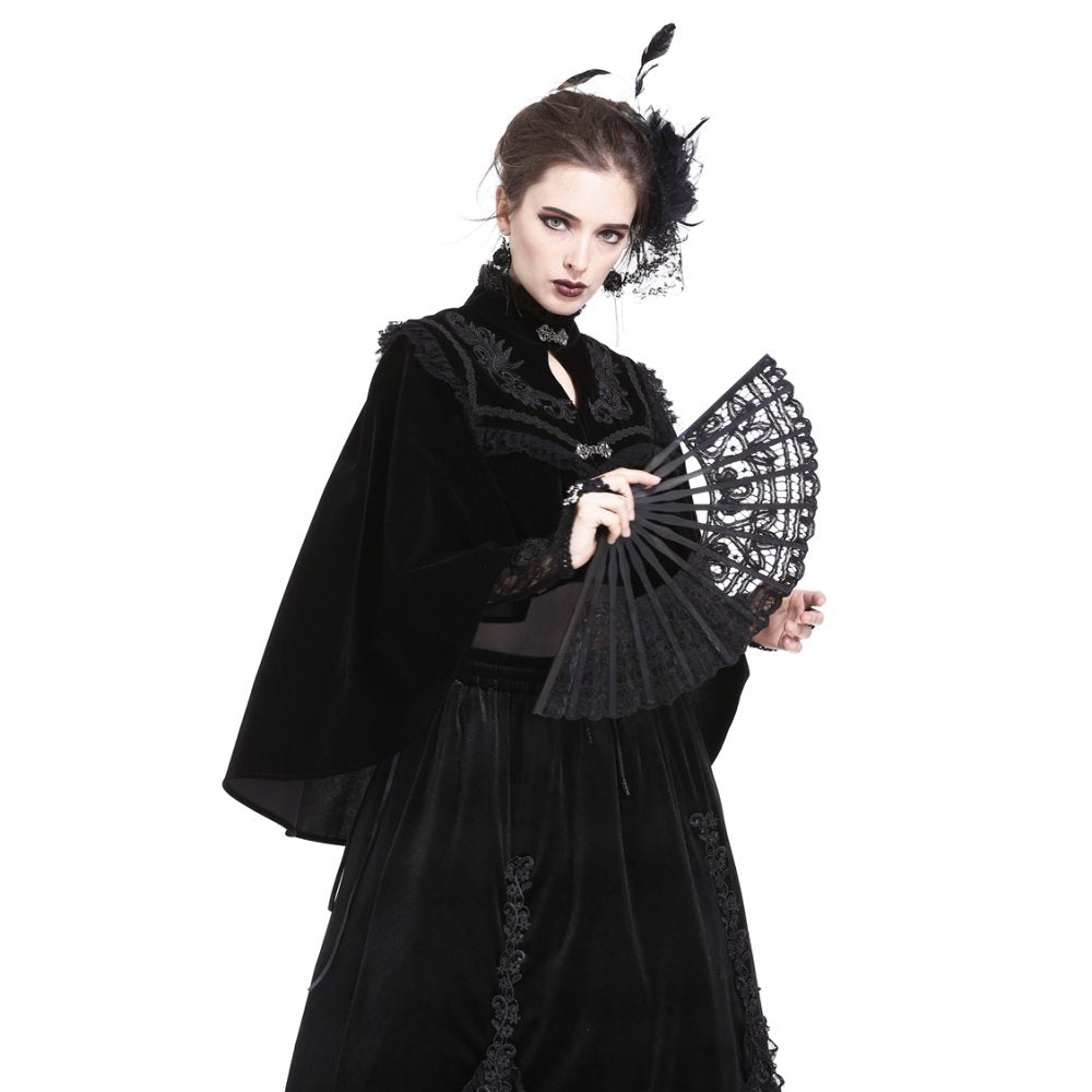 Dark in Love Gothic Black Lace Fan – Victorian Floral Accessory