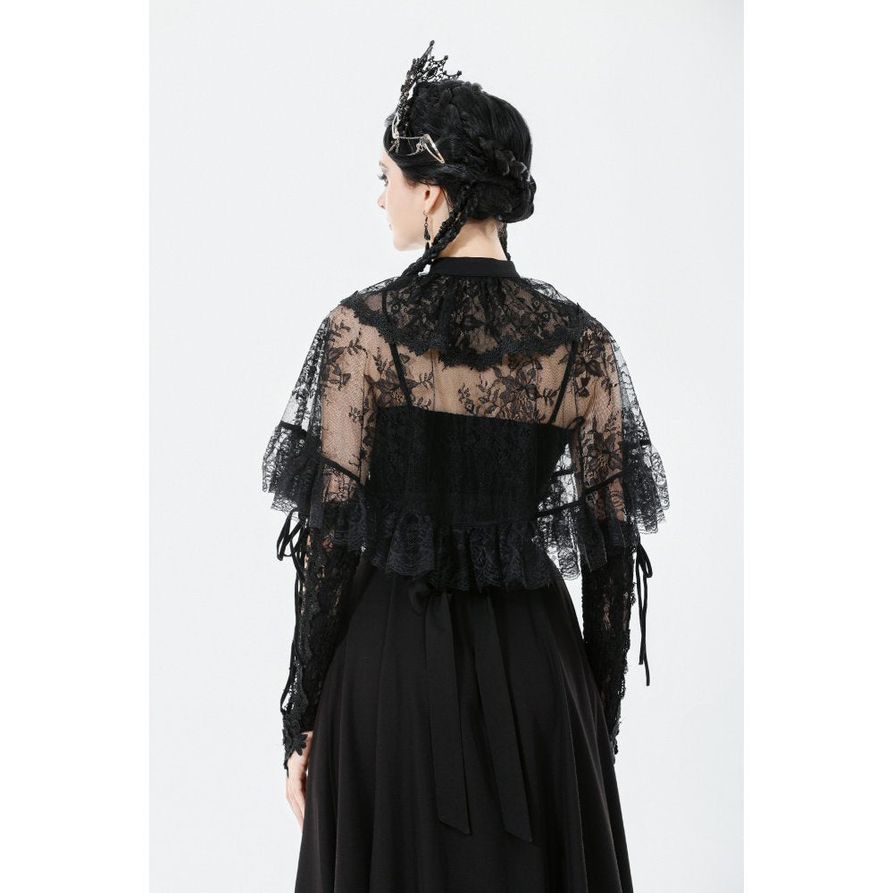 Dark in Love Bellatrix Lace Ruffle Capelet – Gothic Victorian Cape