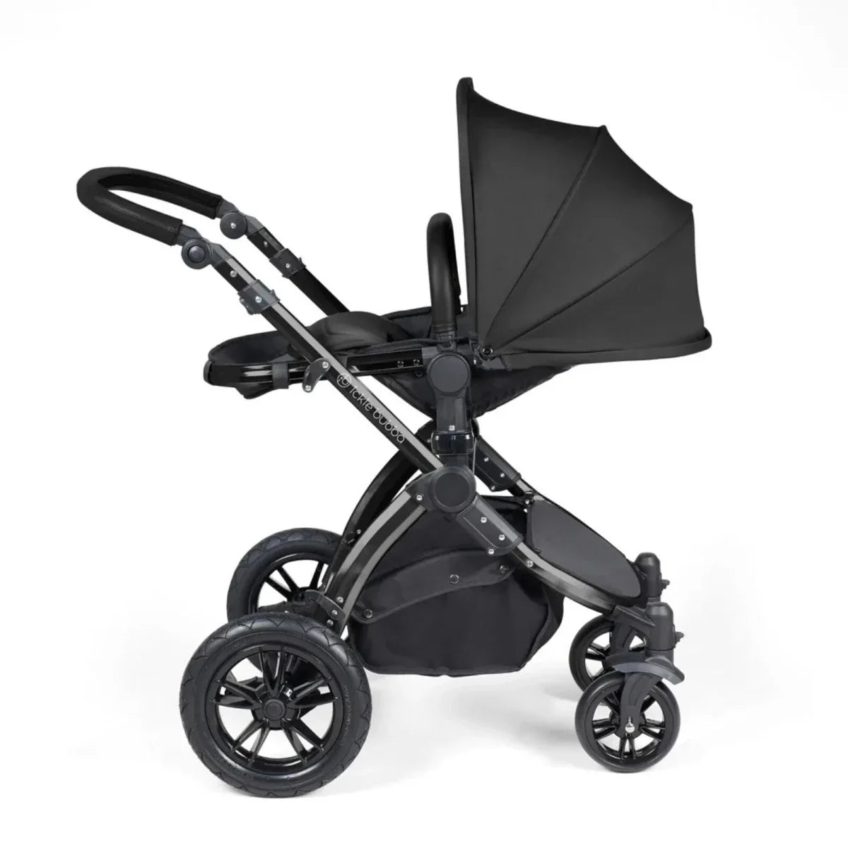 Ickle Bubba Stomp Luxe Travel System with i-Size Stratus Car Seat & ISOFIX Base 12 pcs - Black & Midnight & Black